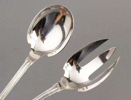 Christofle Cardeilhac French Sterling Silver Salad Servers (Pair) - Sceaux Pattern