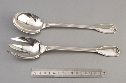 Christofle Cardeilhac French Sterling Silver Salad Servers (Pair) - Sceaux Pattern