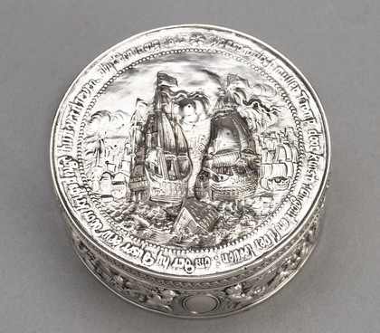 Hanau Silver Circular Box - Admiral Tromp Battle of Texel