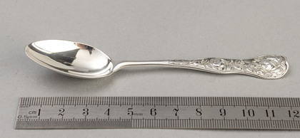 Edwardian Silver Rose Pattern Teaspoons (Set of 6) & Sugartongs