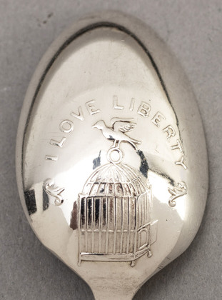 Sterling Silver Fancy Back (Picture Back) Teaspoons (Set of 6) - I Love Liberty