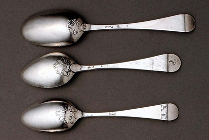 Georgian Silver Hanoverian Teaspoons (mixed set of 12) - Scrollback, Picture Back, Shellback