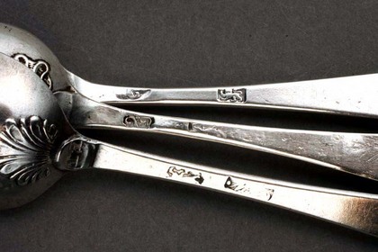 Georgian Silver Hanoverian Teaspoons (mixed set of 12) - Scrollback, Picture Back, Shellback