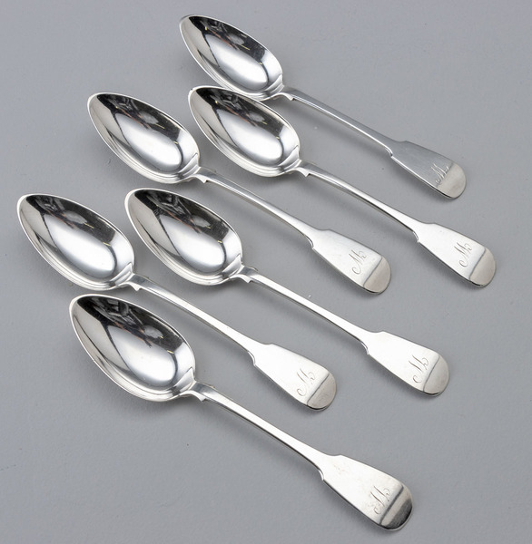 Leopard Antiques Scottish Provincial Silver Dessert Spoons (Set of 6 ...