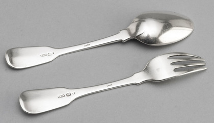 Indian Colonial Silver Dessert Spoon & Fork - Twentyman & Co.