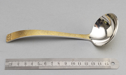 Stuart Devlin Hot Forged Sterling Silver Sauce Ladle - Circle Pattern