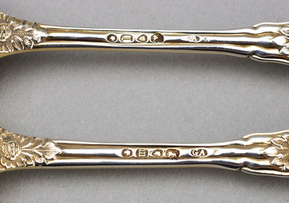 Rare Canova Pattern Silver Gilt Dessert Spoon & Fork - Chawner & Co.