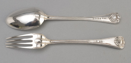 Rare Old English Military Bead & Shell Pattern Spoon & Fork