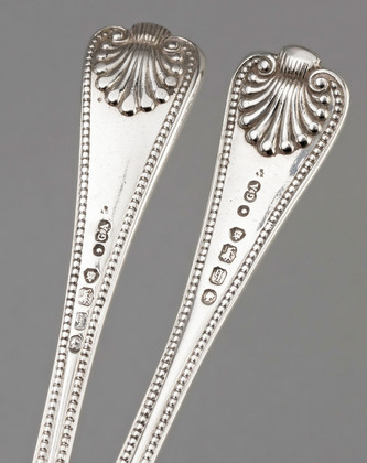 Rare Old English Military Bead & Shell Pattern Spoon & Fork