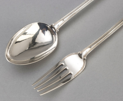 Rare Old English Military Bead & Shell Pattern Spoon & Fork