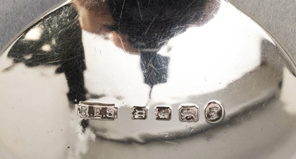 RE Stone Silver Jubilee Silver Crown Caddy Spoon - Asprey London