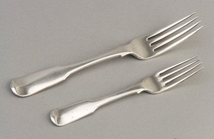Scottish Georgian Silver Forks (Table & Preserve) - Kay Family Crest, Griffin Key