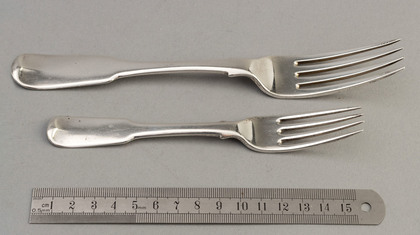Scottish Georgian Silver Forks (Table & Preserve) - Kay Family Crest, Griffin Key