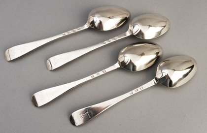 Scottish Georgian Silver Hanoverian Tablespoons (Set of 4) - Clayhills-Henderson Family Crest