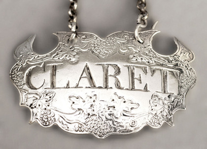 Early Georgian Silver Flat Chased Escutcheon Wine Label CLARET - Louis Hamon