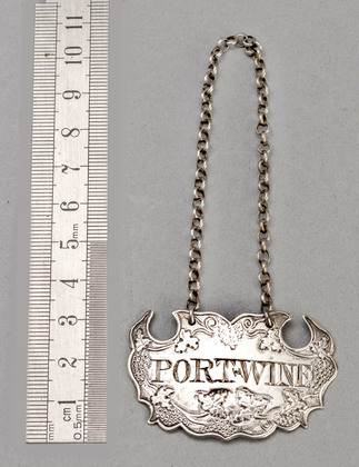Late Georgian Flat Chased Escutcheon Wine Label PORT-WINE - Rawlings & Summers, Replica of Louis Hamon