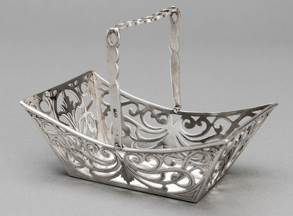 Antique Silver Miniature Swing Handled Basket - Williams Ltd