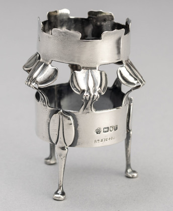 Kate Harris Arts & Crafts Antique Silver Vase Holder - Missing Powell Green Glass Vase