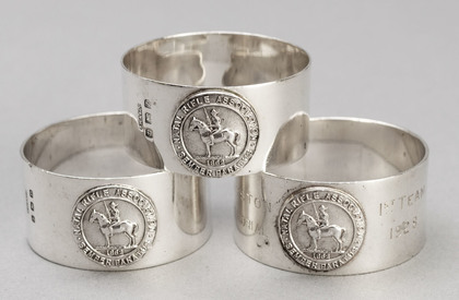 Natal Rifle Association Semper Paratus Sterling Silver Trophy Napkin Rings -Emma Thresh, Murray-Smith Memorial, Royston Memorial