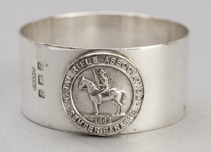 Natal Rifle Association Semper Paratus Sterling Silver Trophy Napkin Rings -Emma Thresh, Murray-Smith Memorial, Royston Memorial