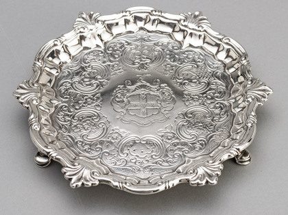 George II Silver Salver - Spero Infestis Metuo Secundis, Ludlow, Riley, Ellerton Stewart, - William Peaston