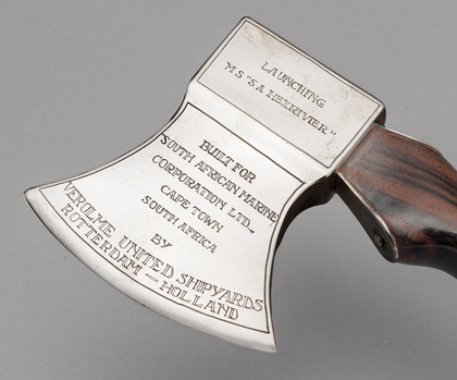 Dutch Silver Ceremonial Axe for Ship's Launch - Safmarine, S.A. Hexrivier, Verolme