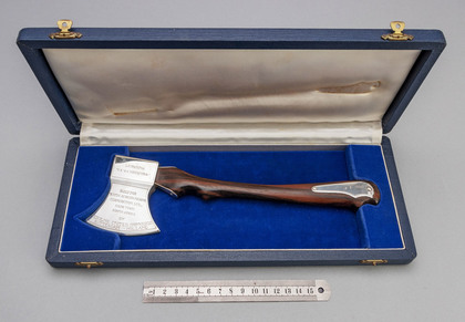 Dutch Silver Ceremonial Axe for Ship's Launch - Safmarine, S.A. Hexrivier, Verolme