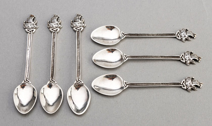 Scottish Provincial Celtic Revival Cast Silver Coffee Spoons (Set of 6) - John Fraser Inverness